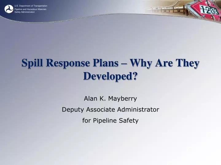 spill response plans why are they developed