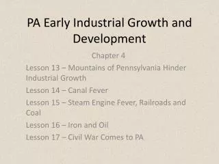 PA Early Industrial Growth and Development