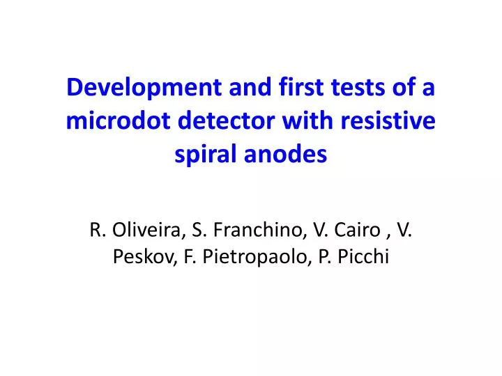 development and first tests of a microdot detector with resistive spiral anodes