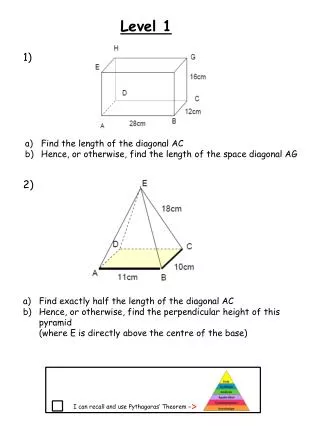 Find the length of the diagonal AC Hence, or otherwise, find the length of the space diagonal AG