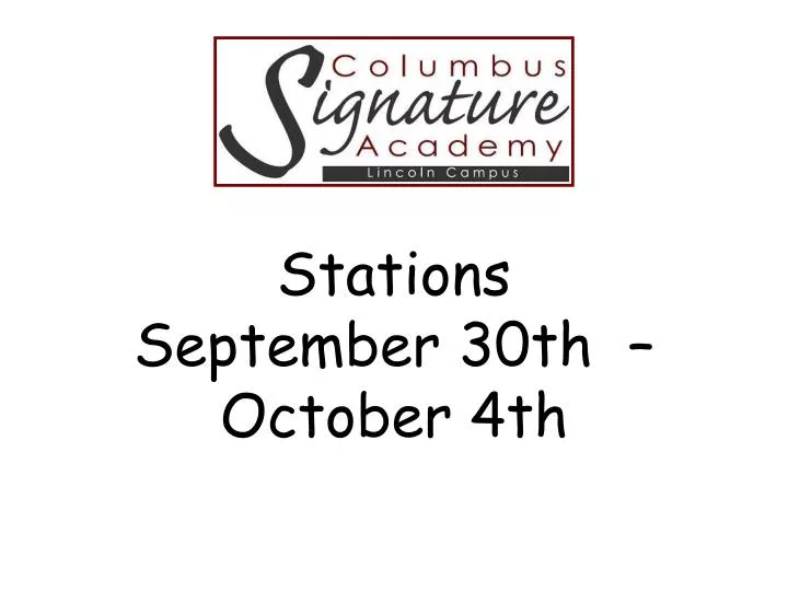 stations september 30th october 4th
