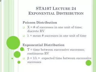STA107 Lecture 24 Exponential Distribution