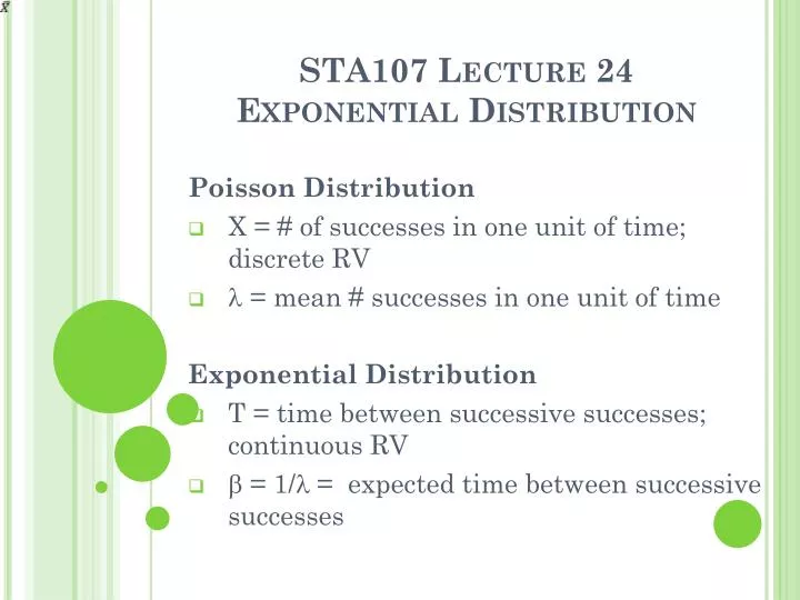 sta107 lecture 24 exponential distribution