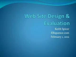 Web Site Design &amp; Evaluation