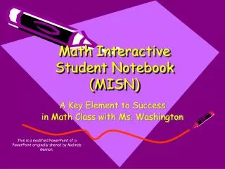 Math Interactive Student Notebook (MISN)