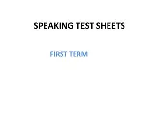 SPEAKING TEST SHEETS