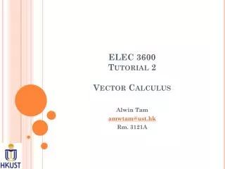 ELEC 3600 Tutorial 2 Vector Calculus