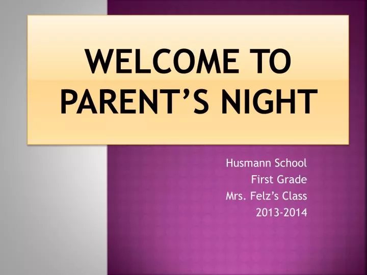 welcome to parent s night