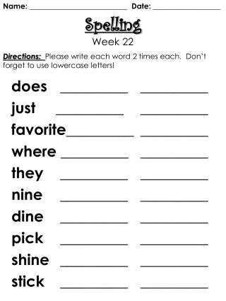 Spelling Week 22