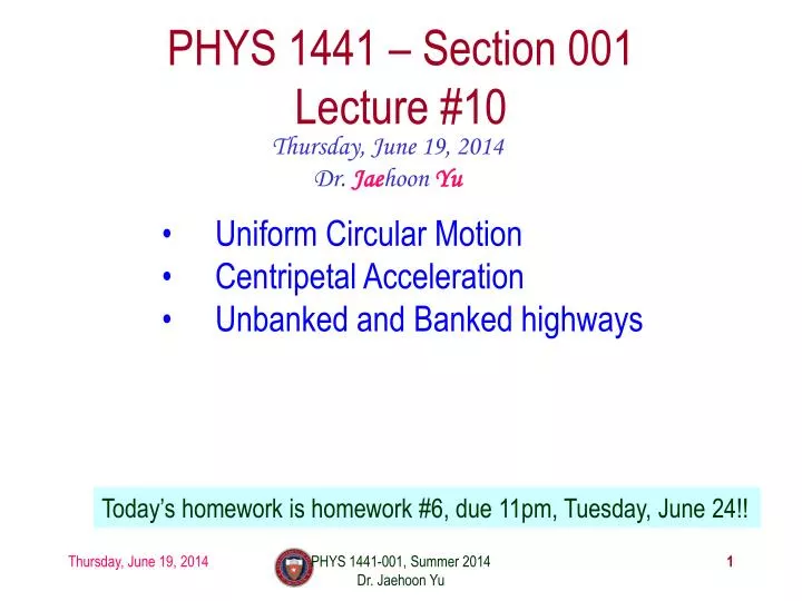 phys 1441 section 001 lecture 10