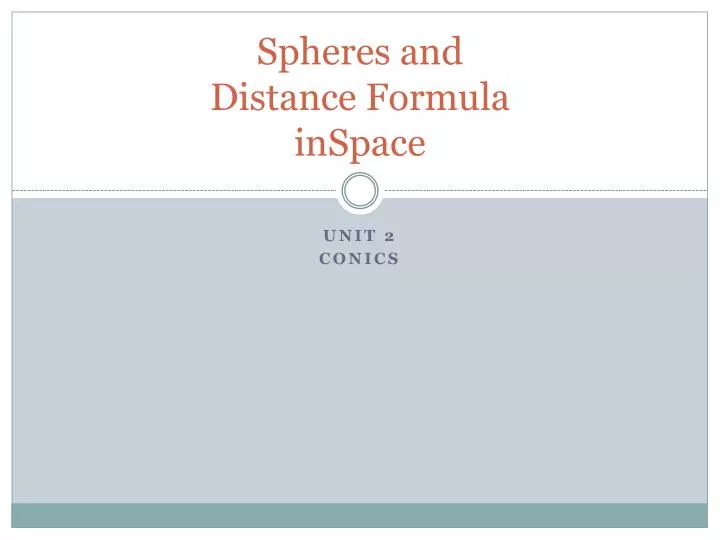 spheres and distance formula inspace
