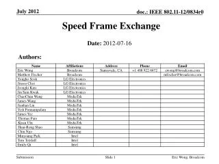 Speed Frame Exchange