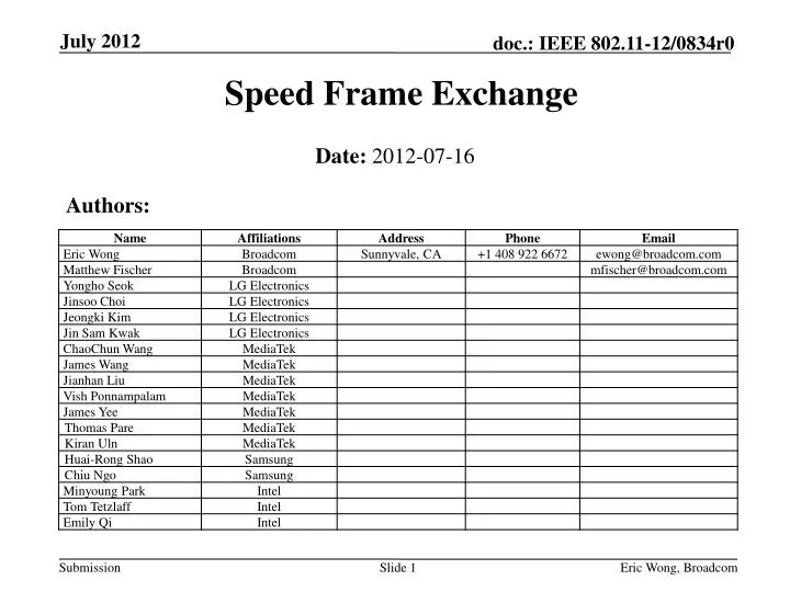 speed frame exchange