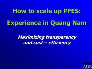 How to scale up PFES: Experience in Quang Nam