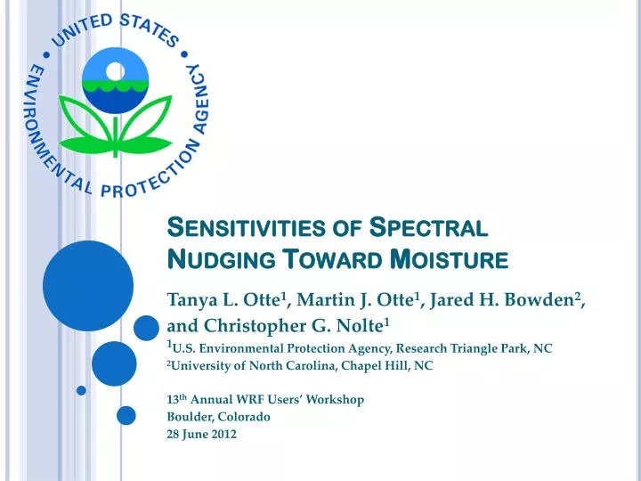 sensitivities of spectral nudging toward moisture