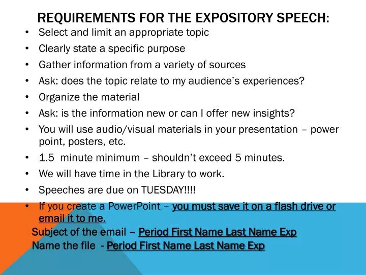 requirements for the expository speech