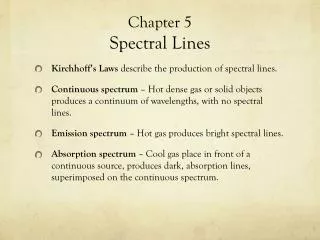 Chapter 5 Spectral Lines