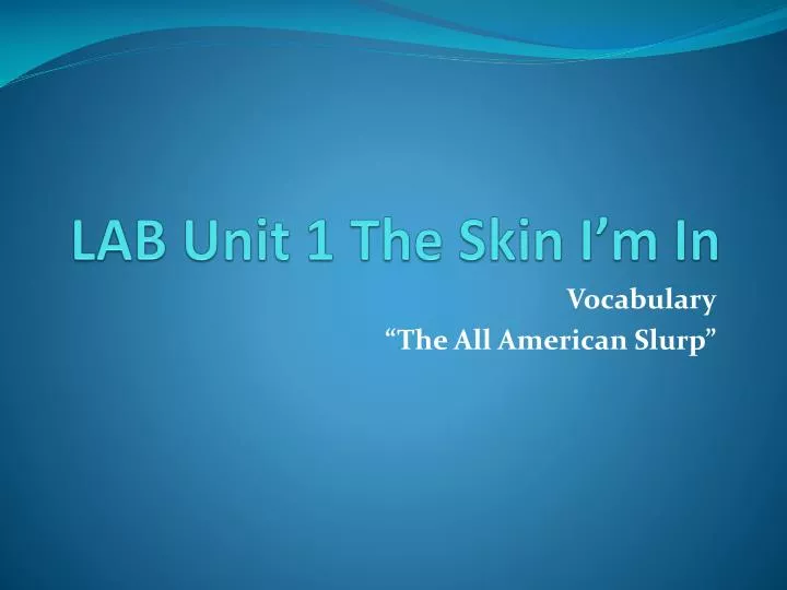 lab unit 1 the skin i m in