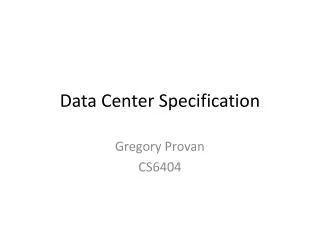 Data Center Specification