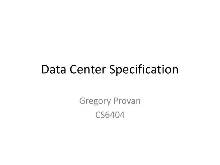 data center specification
