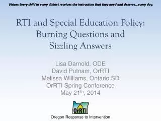 RTI and Special Education Policy: Burning Questions and Sizzling Answers