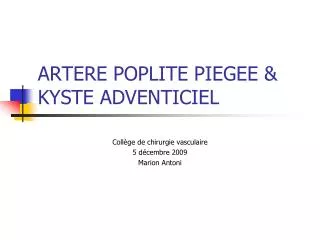 artere poplite piegee kyste adventiciel