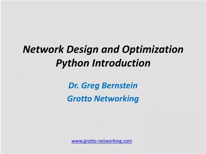 network design and optimization python introduction