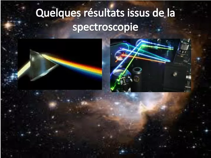 quelques r sultats issus de la spectroscopie