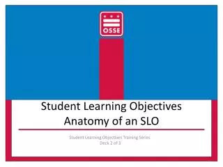 Student Learning Objectives Anatomy of an SLO