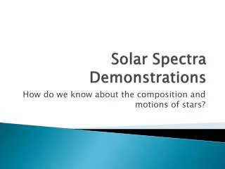 Solar Spectra Demonstrations