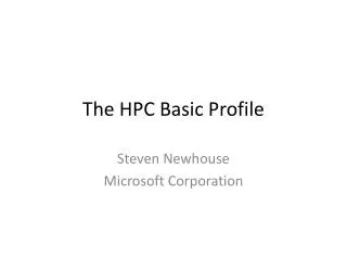 The HPC Basic Profile