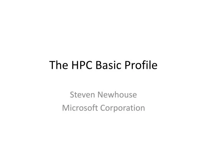 the hpc basic profile