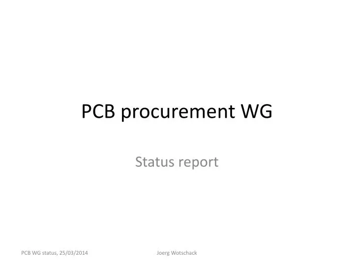 pcb procurement wg