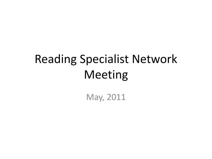 reading specialist network meeting