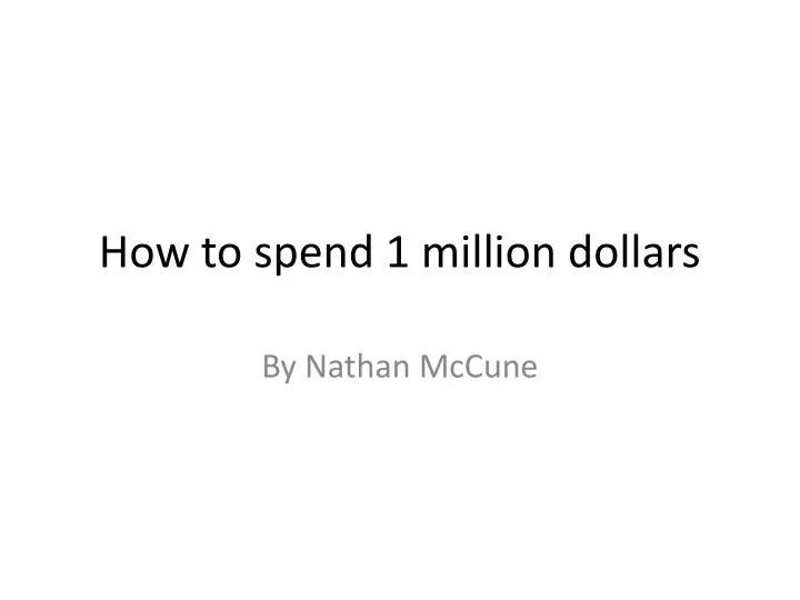 how to spend 1 million dollars