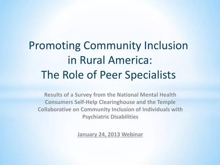 promoting community inclusion in rural america the role of peer specialists