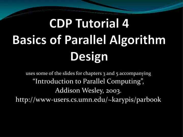 cdp tutorial 4 basics of parallel algorithm design