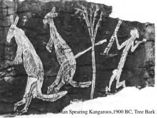Man Spearing Kangaroos,1900 BC, Tree Bark