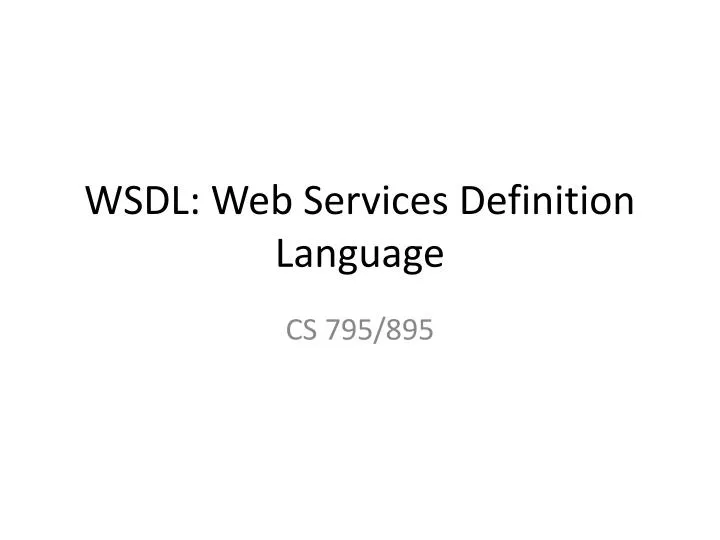 wsdl web services definition language
