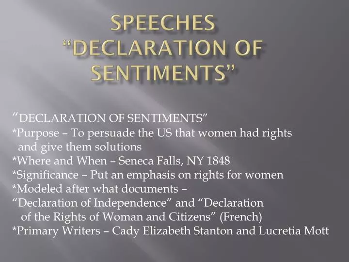 speeches declaration of sentiments