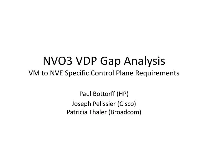 nvo3 vdp gap analysis vm to nve specific control plane requirements