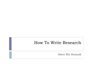 How To Write Research