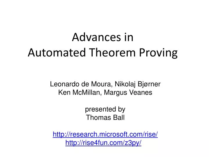 advances in automated theorem proving