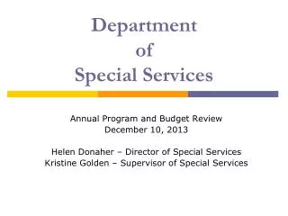 Department of Special Services