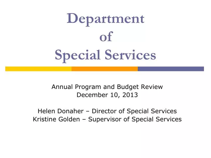 department of special services