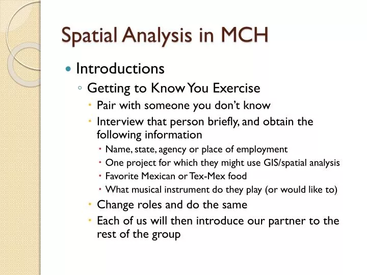 spatial analysis in mch