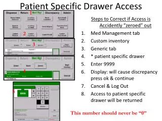 Patient Specific Drawer Access