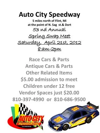 Race Cars &amp; Parts Antique Cars &amp; Parts Other Related Items $5.00 admission to meet