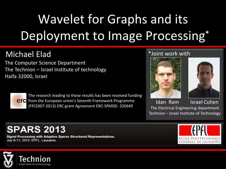 wavelet for graphs and its deployment to image processing
