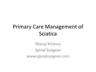 Primary Care Management of Sciatica